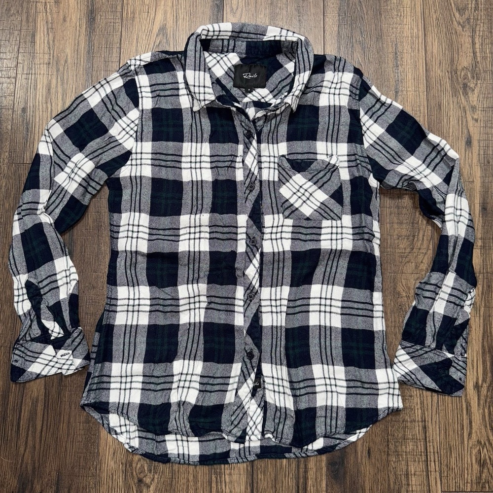 Rails Women's Blue Green White Plaid Button Down Flannel Shirt Size Small